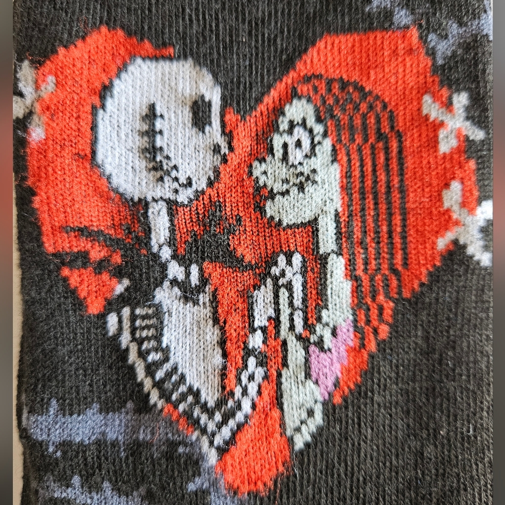 Disney Nightmare Before Christmas Jack & Sally Heart Socks Size 6-12 Valentine's